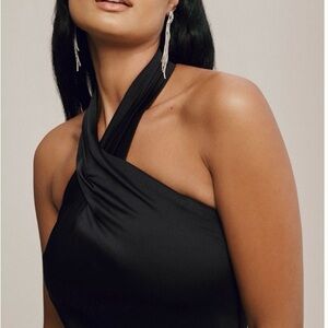 Ruby Twist Halter Satin Gown 8